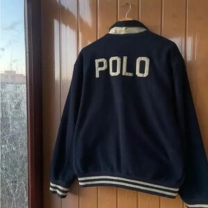 Polo by Ralph Lauren Men's Navy Letterman fleeJacket